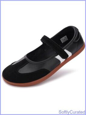 Barefoot Mary Jane Flats Wide Toe Box Faux Leather Walking Shoes